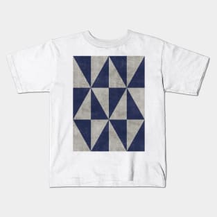 Geometric Triangle Pattern - Grey, Blue Concrete Kids T-Shirt